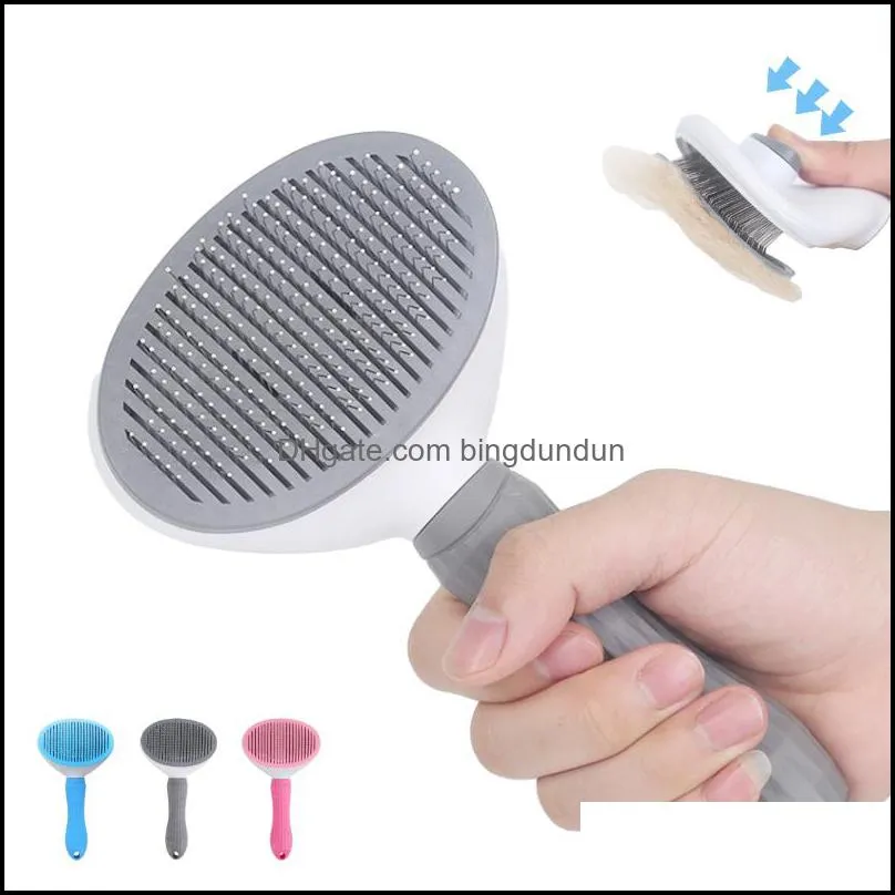 dog grooming hair removal comb brush stainless steel cats combs automatic nonslip brushes for dogs cleaning supplies