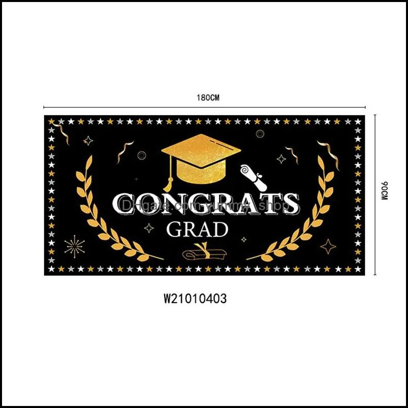 graduation season banner 2021 congrats grad hanging flag party polyester p o background cloth 180x90 cm gga4313x9f6 hpn5 2173 v2