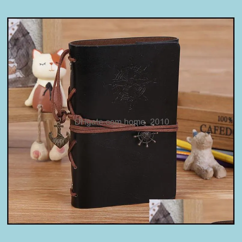 spiral notebook diary notepad vintage pirate anchors pu leather note book replaceable stationery gift traveler journal sn2619