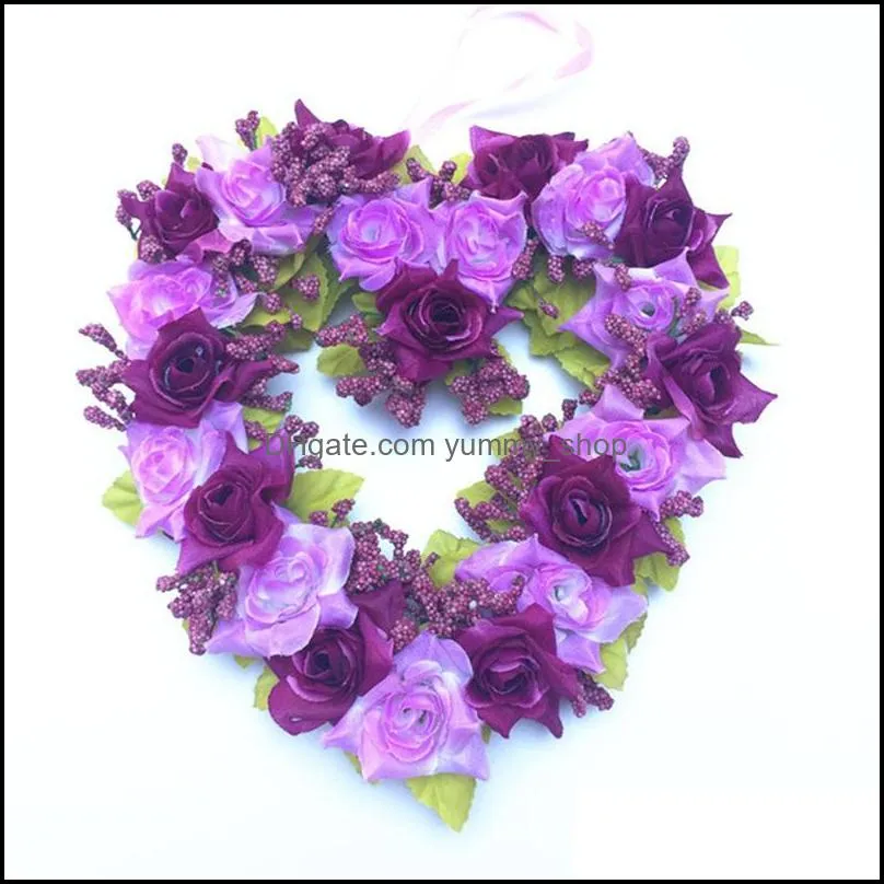 festival artificial flower home decor heart shaped wreath wedding venue furnishings love hearts wreathes arrival 7 2oy l1