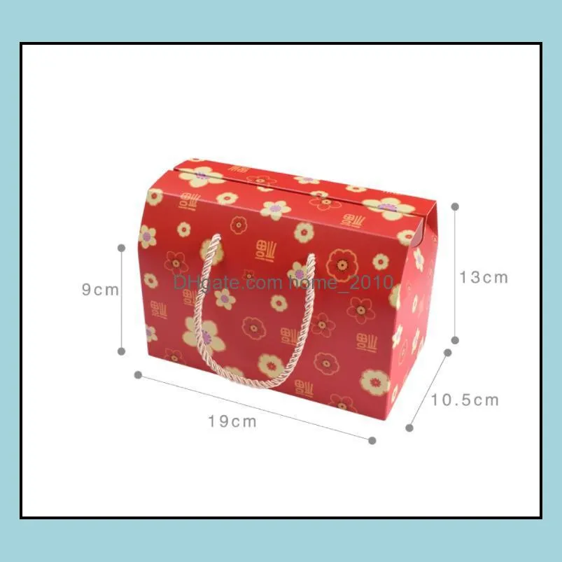 party gift box kraft paper candy tote bag fruit nut food packaging box chinese year decoration partyfavors sn4358