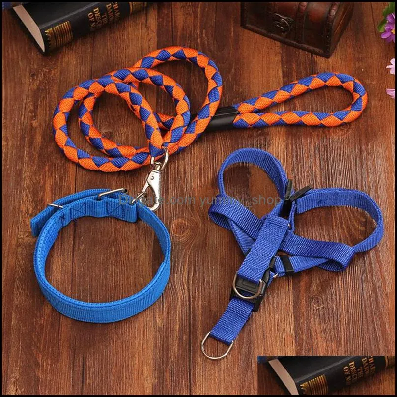 traction rope weave nylon pets articles many colour dog chain three piece suite doggy collars factory direct selling 16me5 p1