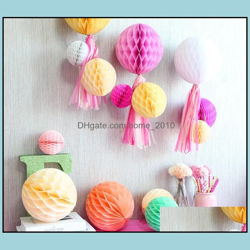 chinese round hanging paper honeycomb flowers balls crafts party wedding home diy decoration paper lantern pompom sn1779