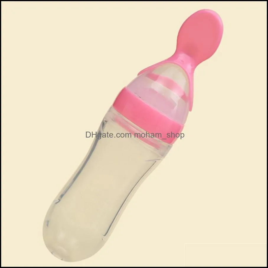 spoon rice cereal bottle baby silicone squeeze type complementary feeding tool feeder flour spoon manufacturer