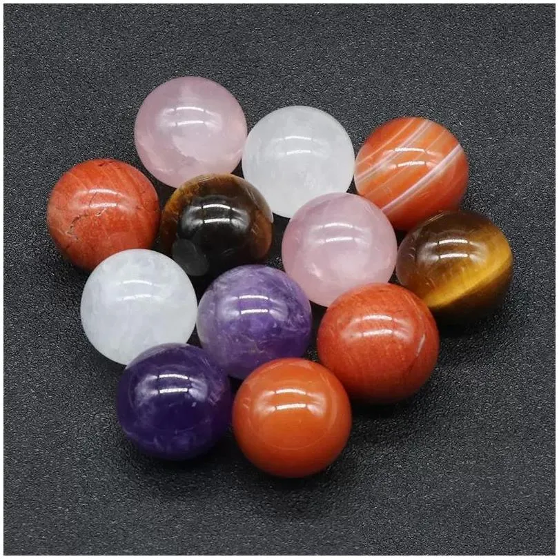 18mm natural stone loose beads amethyst rose quartz turquoise agate 7 chakra diy nonporous round ball beads yoga healing guides