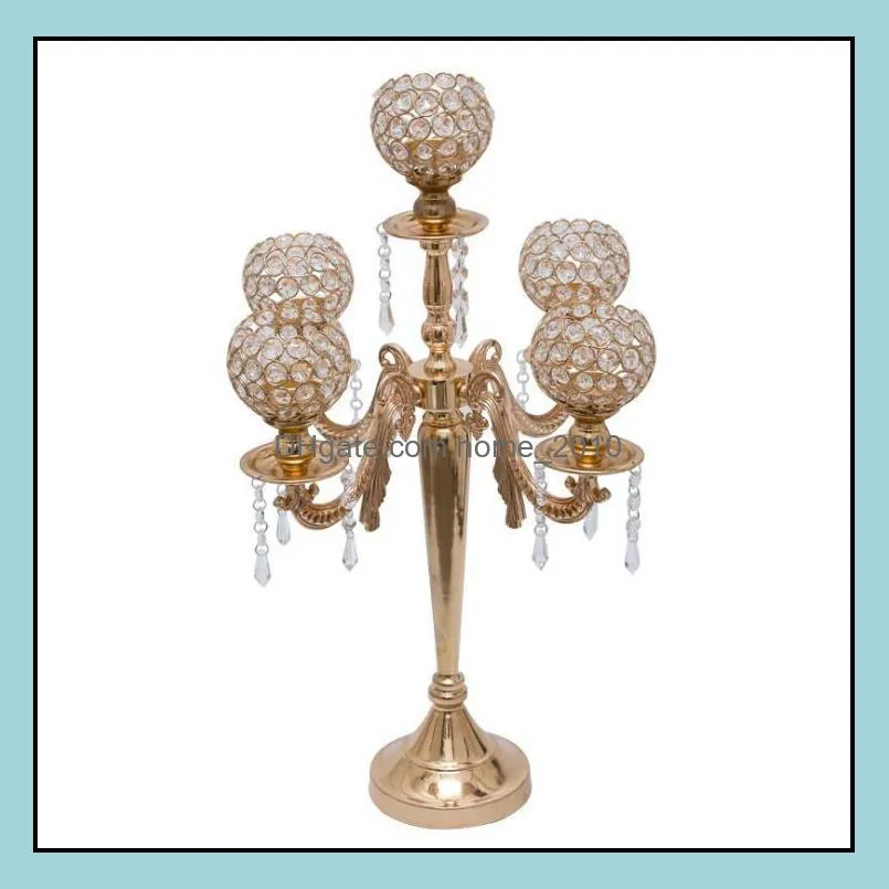  5arms wedding crystal centerpiece gold candelabras table centerpiece sn2096