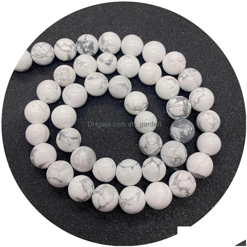 natural stones 6mm 8mm 10mm loose white turquoise stone beads string diy bracelet accessories wholesale jewelry making
