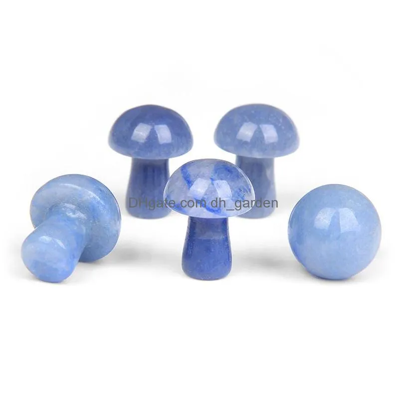 20mm mini mushroom plant statue ornament blue stone carving home decoration crystal polishing gem