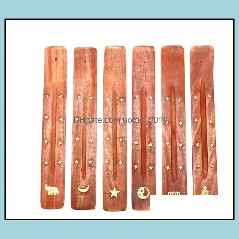 natural wooden incense stick holder tray fragrance lamps ash catcher creative printing stars and moon burner holders censer tool