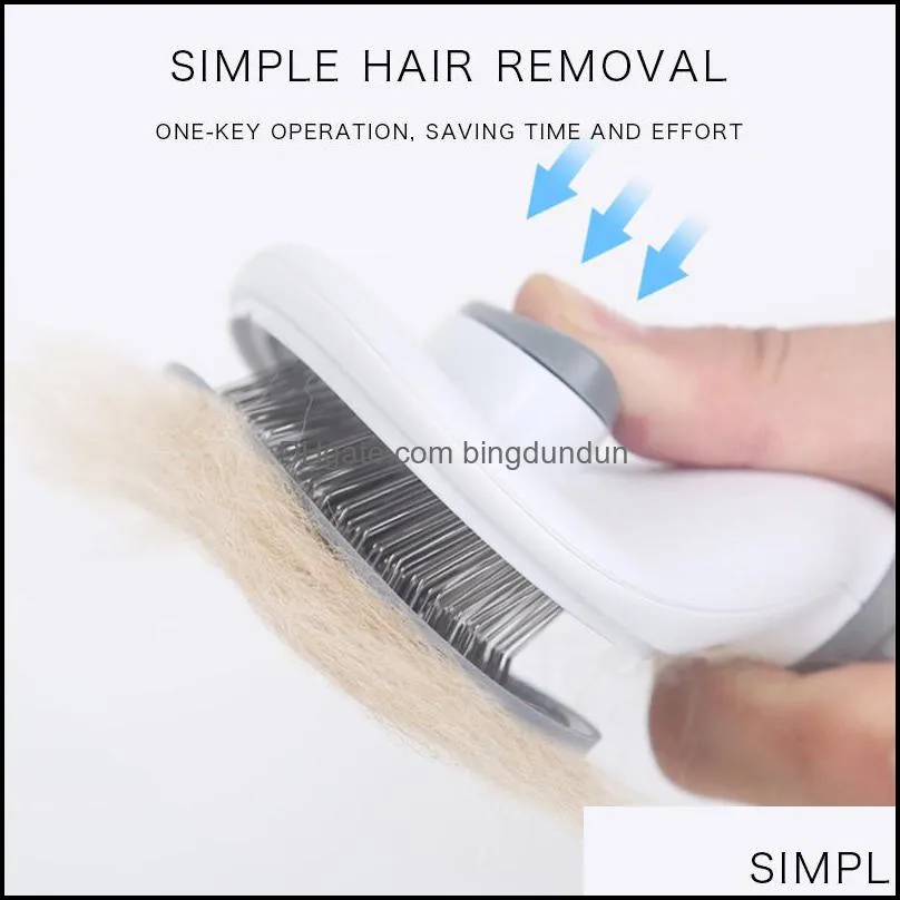 dog grooming hair removal comb brush stainless steel cats combs automatic nonslip brushes for dogs cleaning supplies