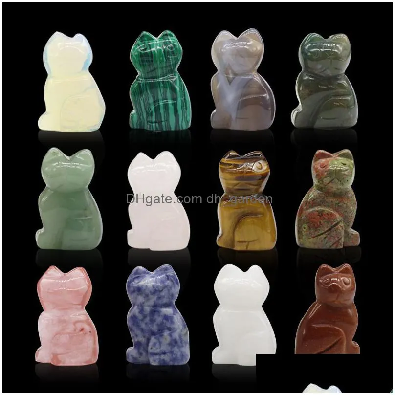 1.3inch natural stone crystal statue carving owl ornamen figurines reiki healing collection jewelry quartz home decor
