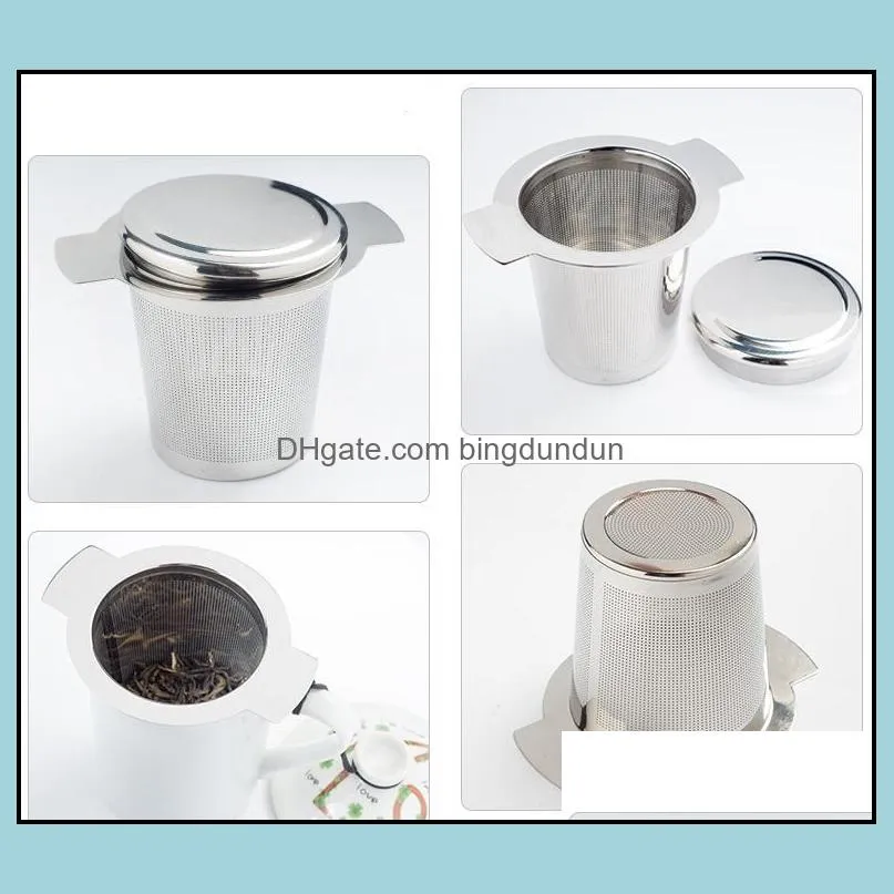 reusable stainless steel tea infuser basket fine mesh tea strainer with 2 handles lid tea and coffee filters for loose leaf sn762