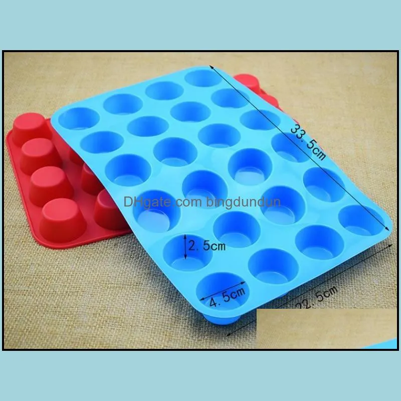 mini muffin cup 24 cavity silicone cake molds soap  cupcake bakeware pan tray mould home diy cake mold sn3018