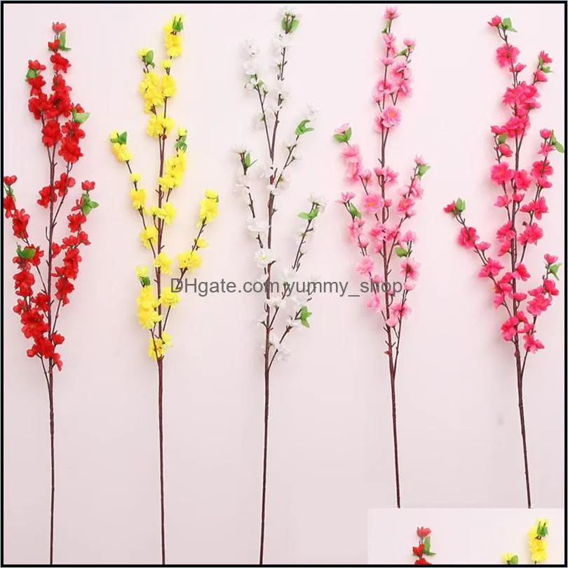 artificial flowers peach blossom cherry ornamental branch long short style wedding party living room el indoor decor flower 2 49hr