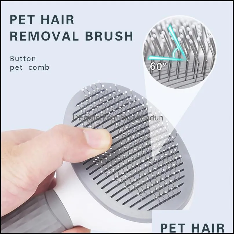 dog grooming hair removal comb brush stainless steel cats combs automatic nonslip brushes for dogs cleaning supplies