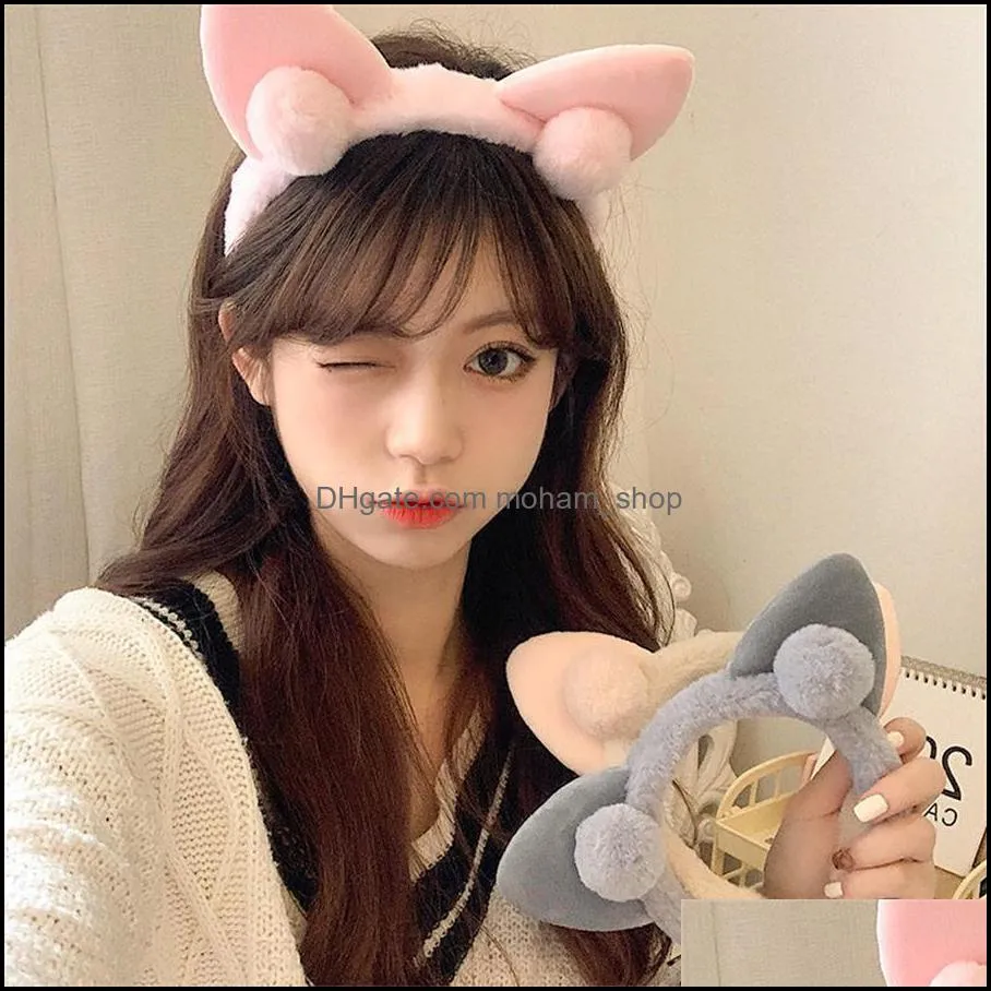 party favor korean net red cute cat ears headband female face wash hairpin plush simple kawaii girl heart hairband headband