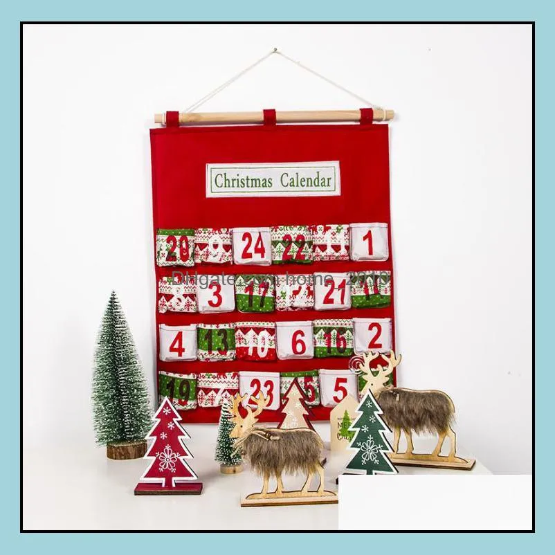 christmas print calendar bag festival decorations creative multilayer candy toy storage bag year countdown hang bags parlor ornament