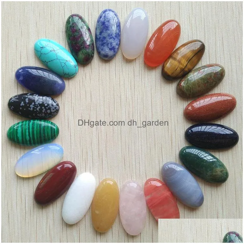 assorted natural stone oval shape cab cabochons beads for jewelry accessories making 15x30mm