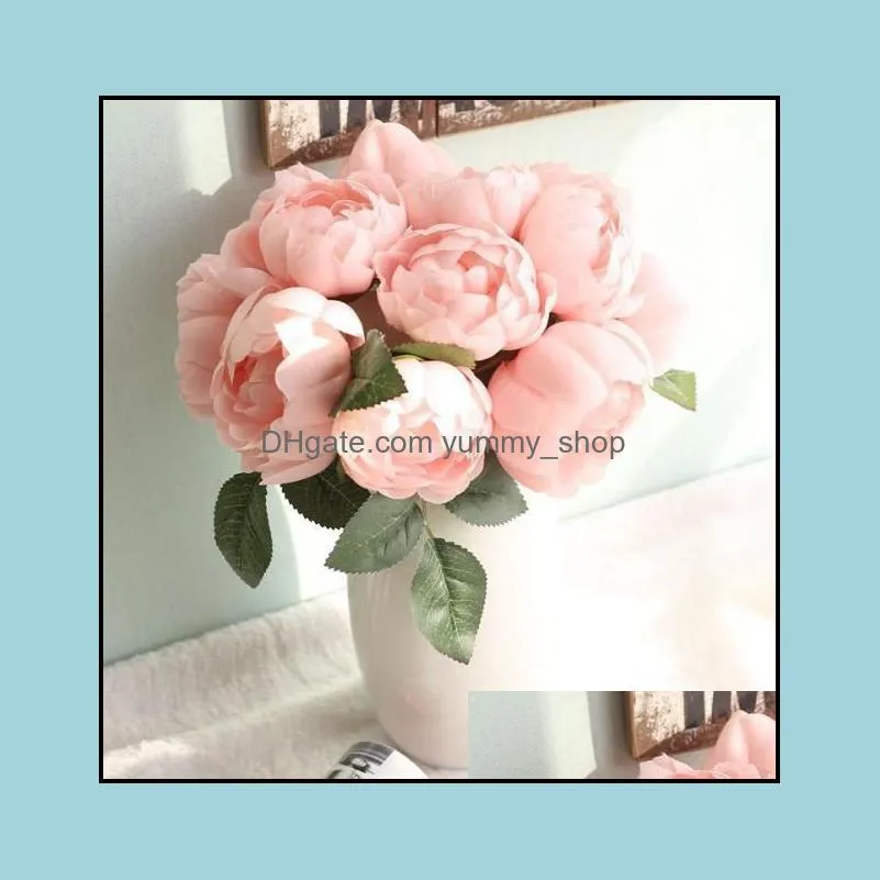 6 heads artificial rose peony silk flower bouquet festival valentines day anniversary gift wedding home table arrangements decoration 241