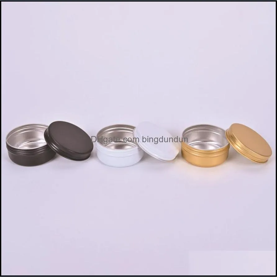 50g 50ml aluminum jar gold black white cosmetic cream packing tin metal container aromatherapy wax storage pot screw lid sn3714