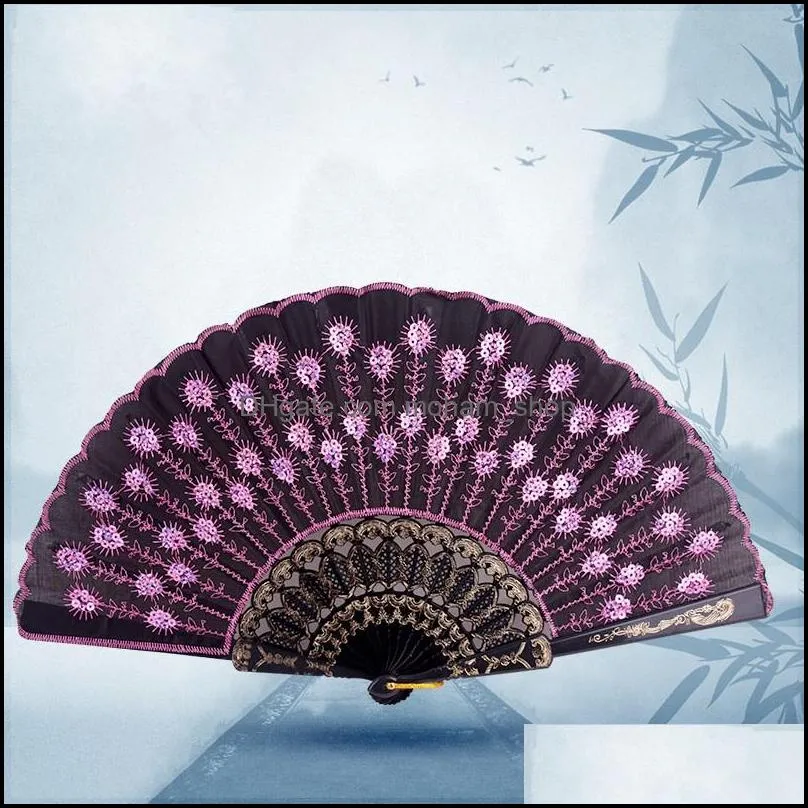 sequins dancing fan creative design peacock folding hand fans women stage performance prop multi color 1 8zq c rc