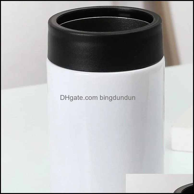 heat sublimation diy cans cooler stainless steel mugs double wall beverage cold keeper 12oz slim straight cup insulator 1915 v2