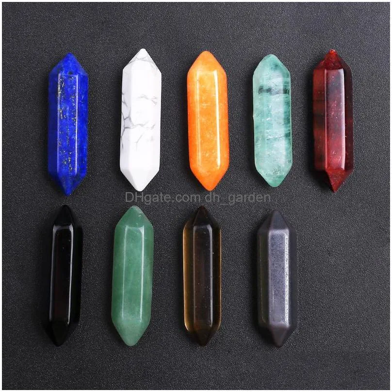 mix hexagon natural rose quartz turquoise stone naked stones decoration hand handle pieces diy pendant bauble accessories