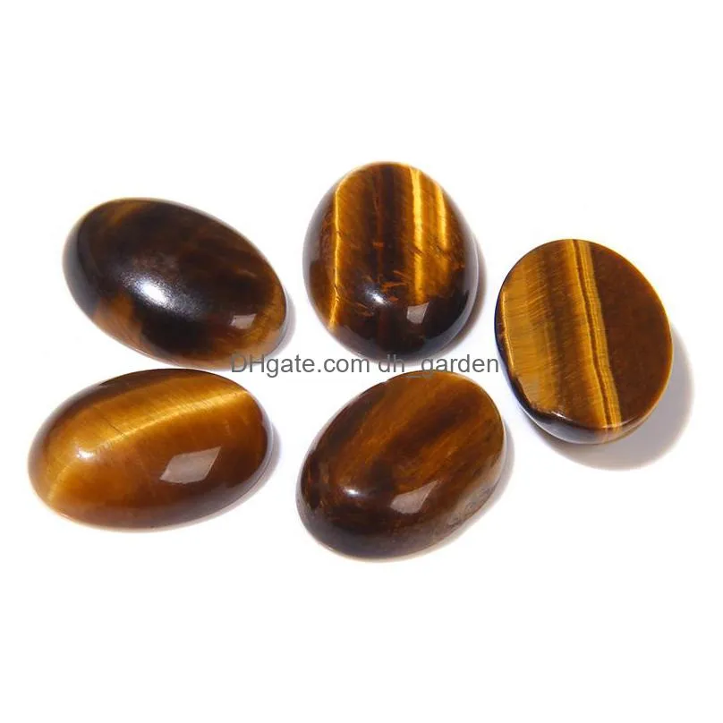 natural stone oval cabochon beads quartz crystal tiger eye loose beads fit diy ring jewelry making necklace 13x18mm 18x25mm