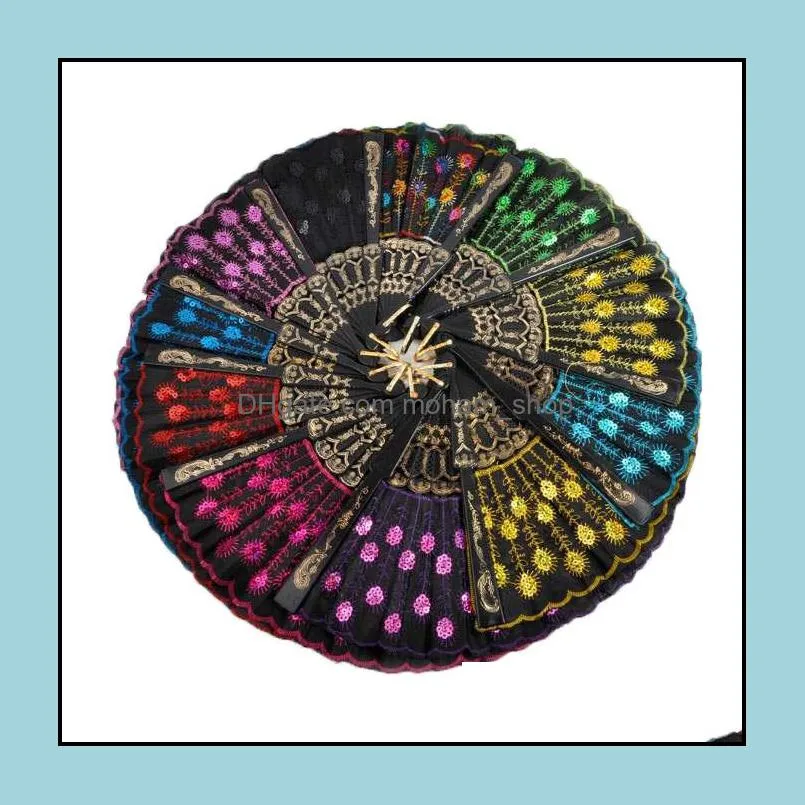 sequins dancing fan creative design peacock folding hand fans women stage performance prop multi color 1 8zq c rc