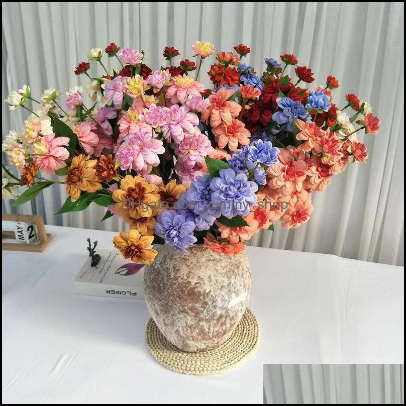 long pole 7 heads artificial flower home furnishing decorate multicolor dahlia simulation flowers with high quality 6yl j1