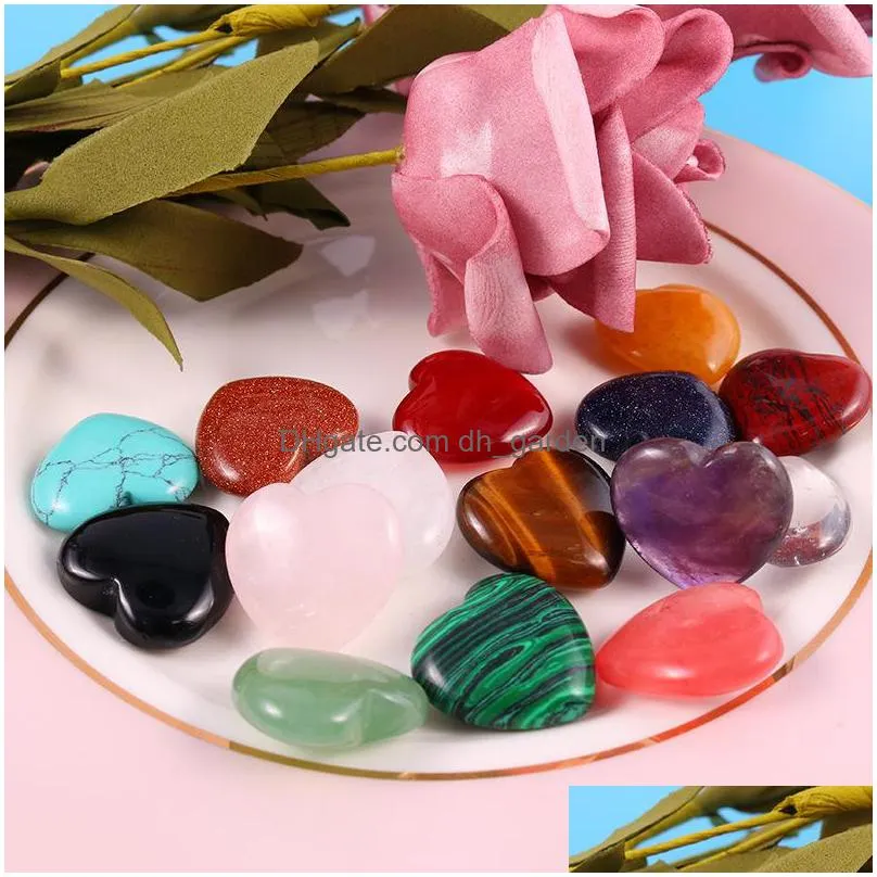 20mmx8mm heart ornaments natural rose quartz turquoise stone naked stones decoration hand play handle pieces accessories