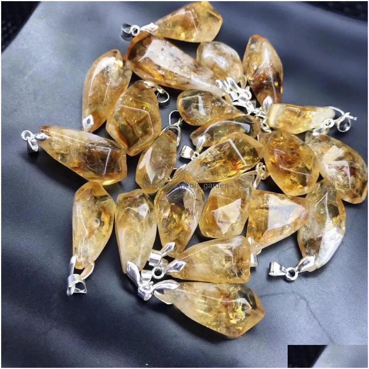 natural citrine stone charms irregular yellow druzy raw ore crystal pendants diy earrings jewelry making accessories wholesale