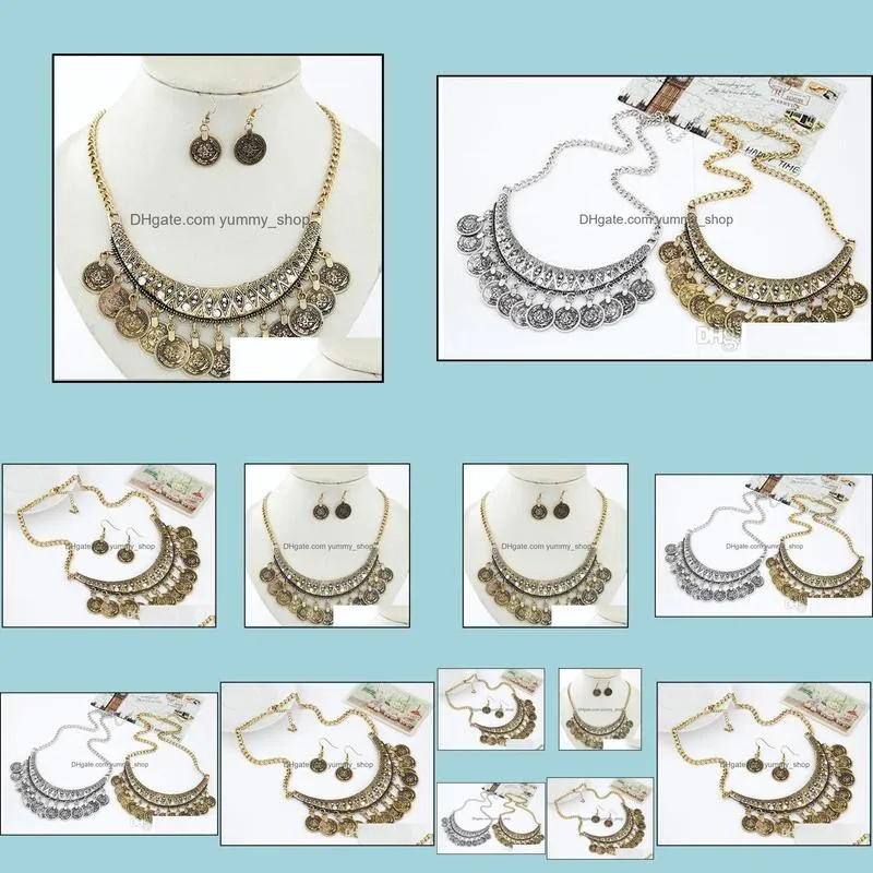 statement necklaces vintage boho gold collar choker necklaces and earrings bridesmaid jewelry sets