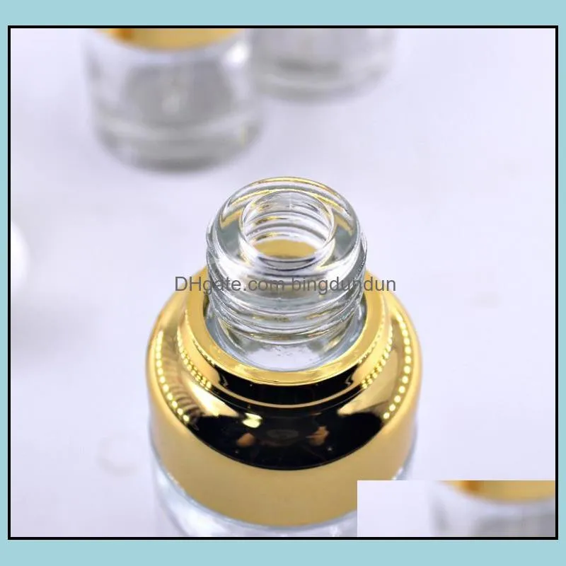 20 30 40ml empty refillable clear glass bottle  oil elite fluid cosmetic jar container vial with glass eye dropper sn3016