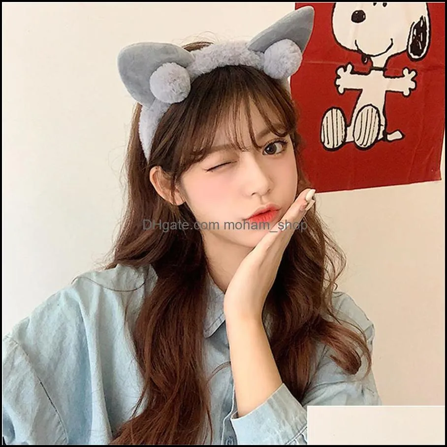 party favor korean net red cute cat ears headband female face wash hairpin plush simple kawaii girl heart hairband headband