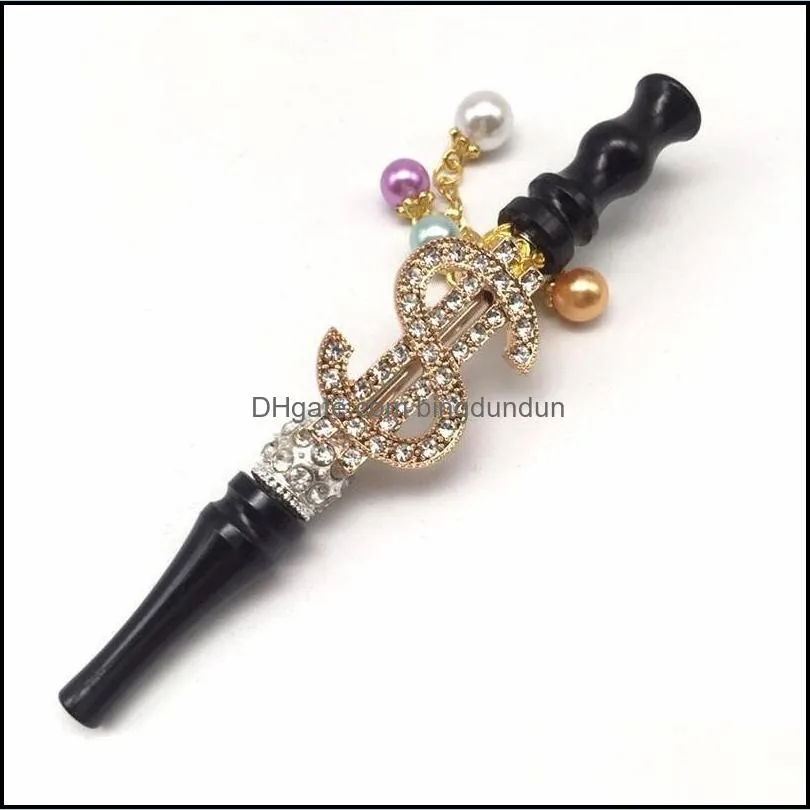 metal hookahs tips crystal inlaid s gold plating smoking pipes beads pendants hookah shishas portable 16ml g2