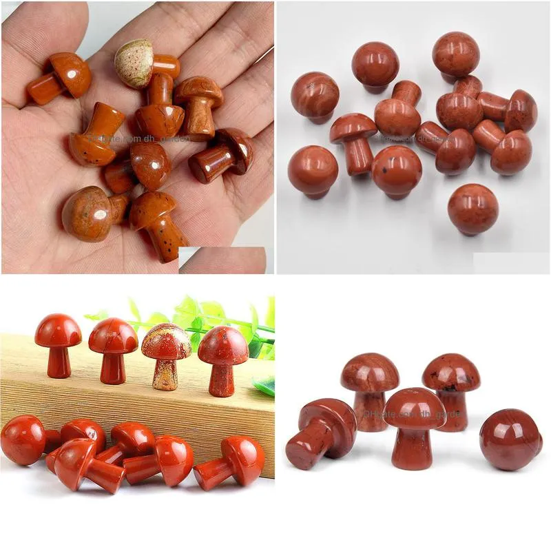 20mm mini red stone mushroom plant statue stones ornament carving home decoration crystal polishing gem