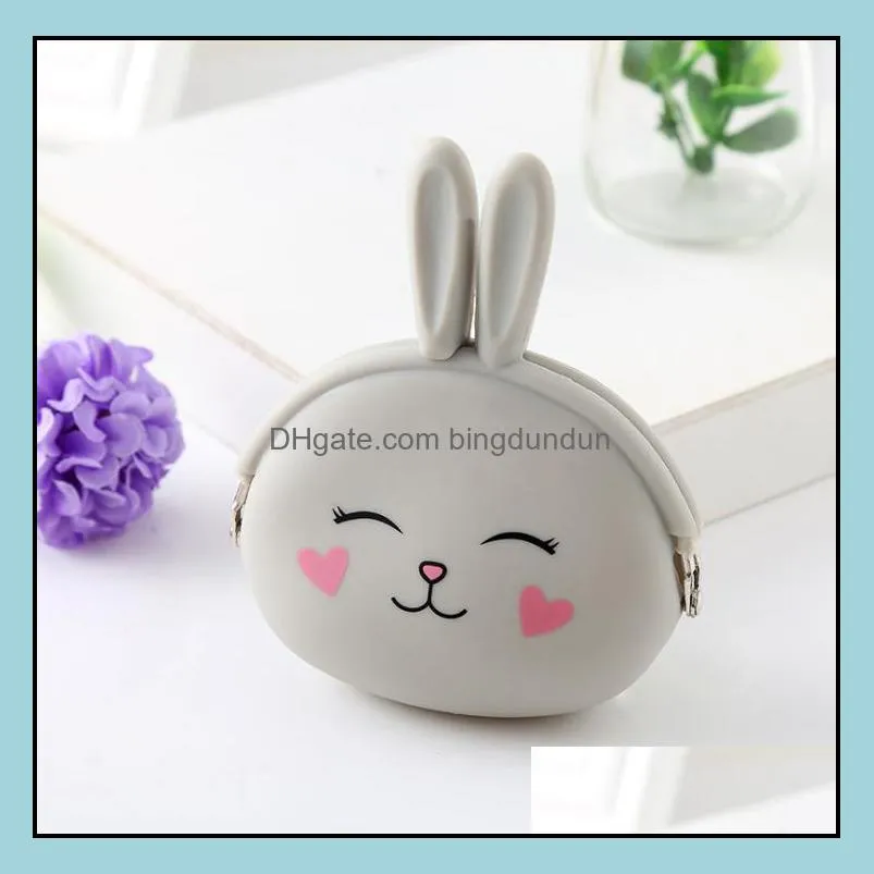  fashion coin purse lovely kawaii cartoon rabbit pouch women girls small wallet soft silicone coin bag kid gift sn1929