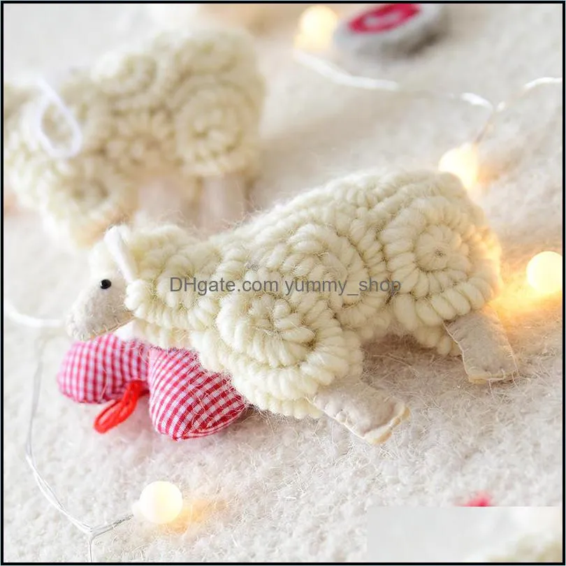 nordic style christmas hanging decoration handmade wool felt little sheep festive party supplies 383 r2