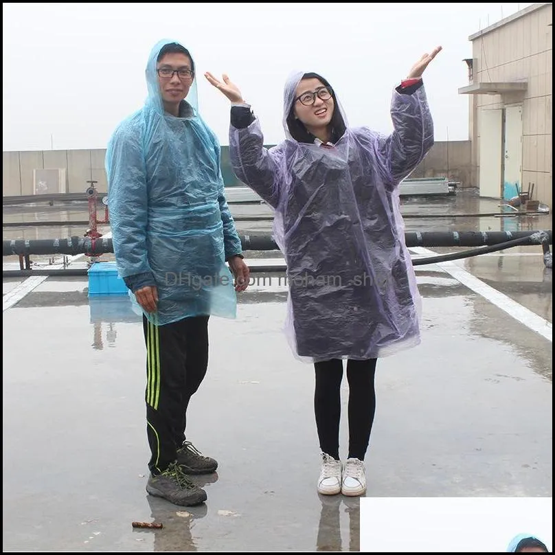 disposable rainwear pe rain coats adult one time emergency rainwear dustproof waterproof outdoor travel camping must 0 37hj f