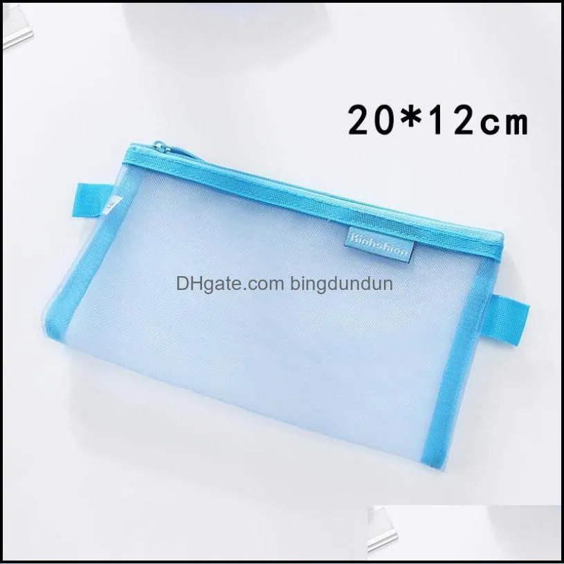 transparent mesh school pencil bags capacity nylon pen bag case for kid gift office supplies creative papeterie