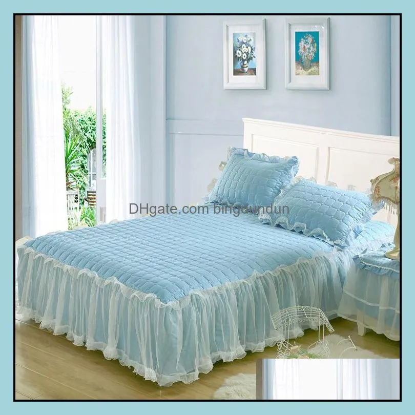 creative 1 piece lace bed skirt add2 pieces pillowcases bedding sets princess bedspreads sheet for cover king/queen size