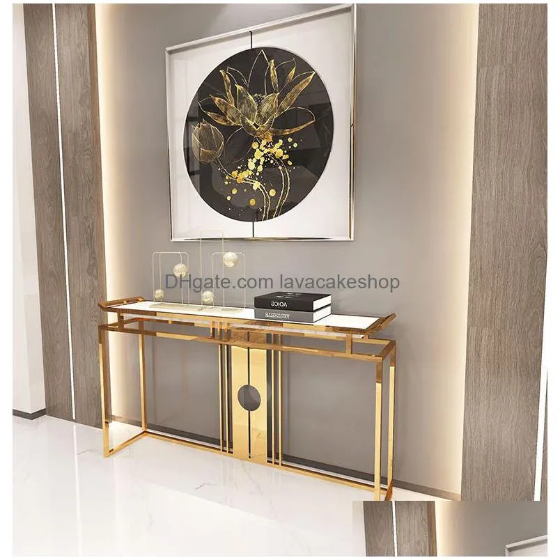 living room furniture chinesestyle luxury stainless steel marble porch table club el side view console cabinet