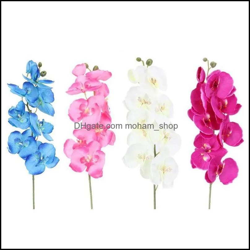 10pcs/lot lifelike artificial butterfly orchid flower silk phalaenopsis wedding home diy decoration fake flowers 1464 v2