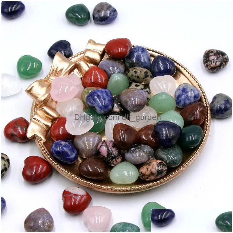 small 15mm natural quartz stone mini heart carving crystal healing decoration crafts