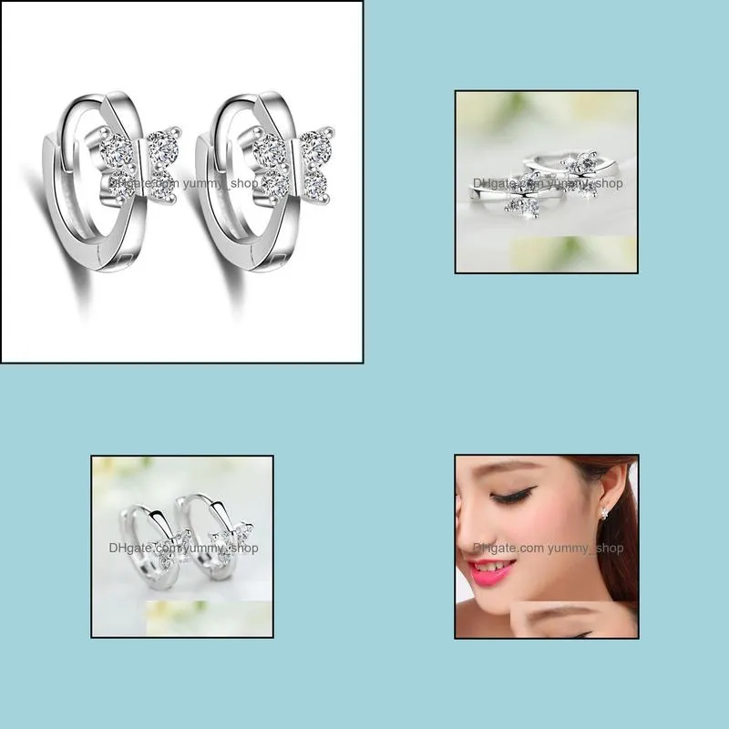 silver earrings butterfly zirconia small hoop earring for girls child women luxury jewelry beautiful aros huggies earring