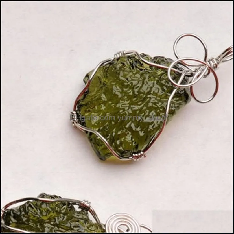 natural moldavite green crystal energy stone pendant for men and women couple necklace fine jewelry lj201016 620 q2