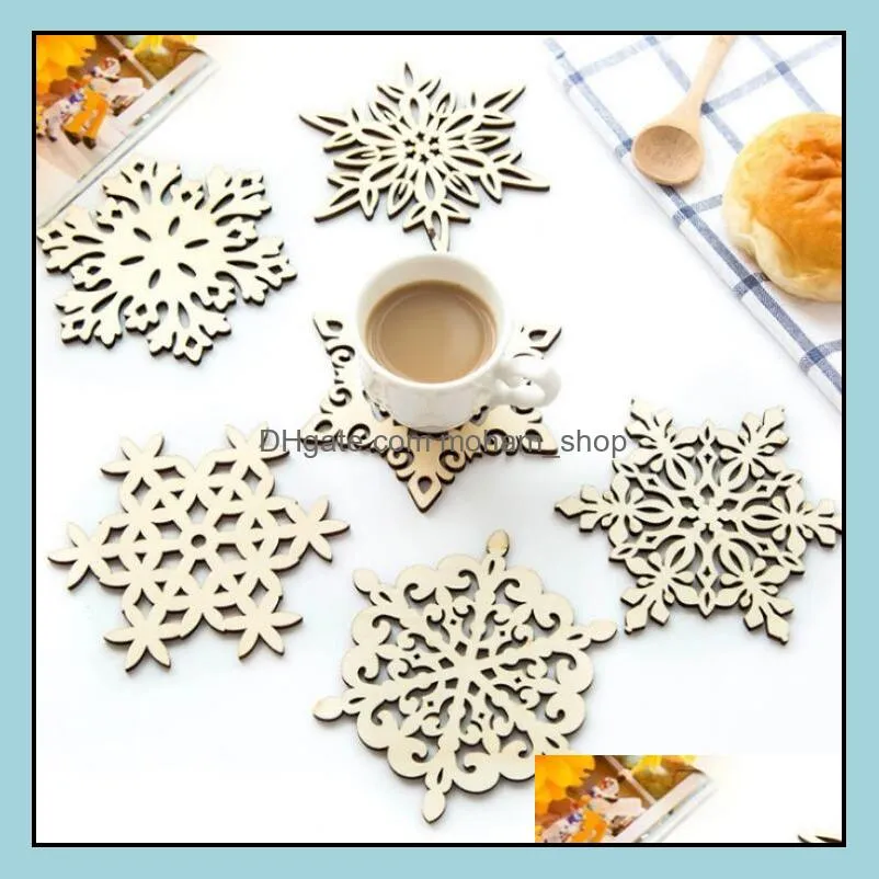 6 styles cup mat wooden snowflake coasters tea trays mug holder for drinking coffee tea