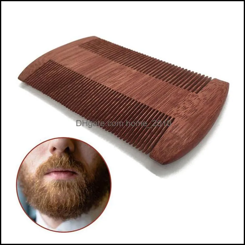 mens wooden beard brush party favor natural sandalwood double sided close tooth comb household hair combs