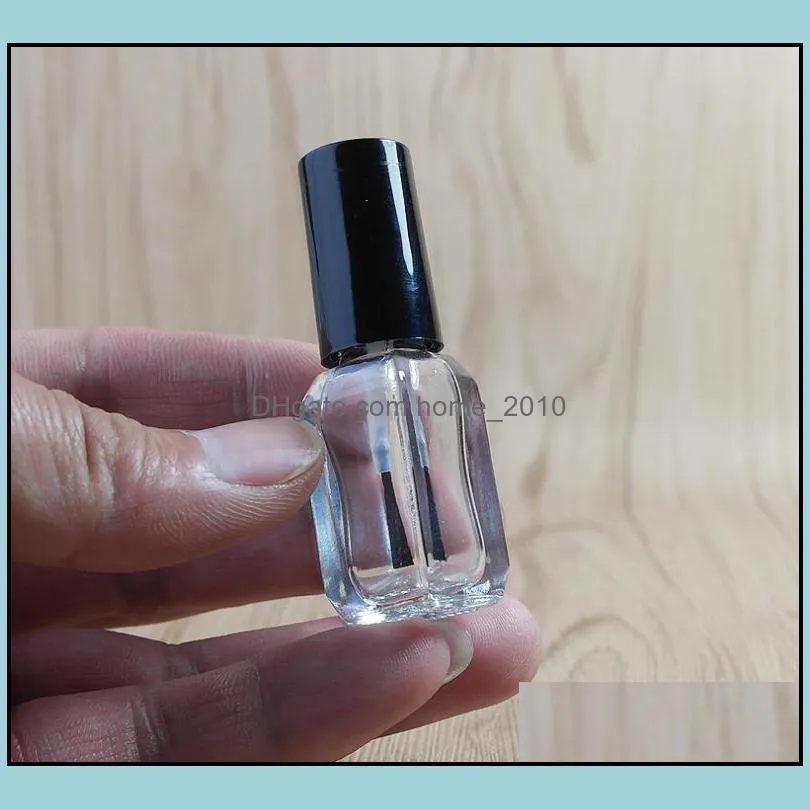 4ml transparent glass nail polish empty bottle with brush square makeup tool polish empty cosmetic containers nail glass bottle sn1971